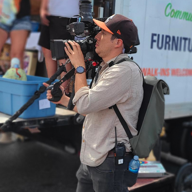 Cameraman filming Pets & Pickers at RAPS Thrift Stores